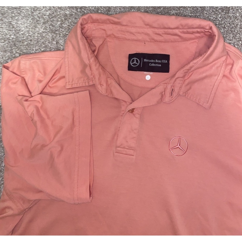 Mercedes Benz USA‎ Collection Polo Mens Large Pink Performance Soft Touch Preppy